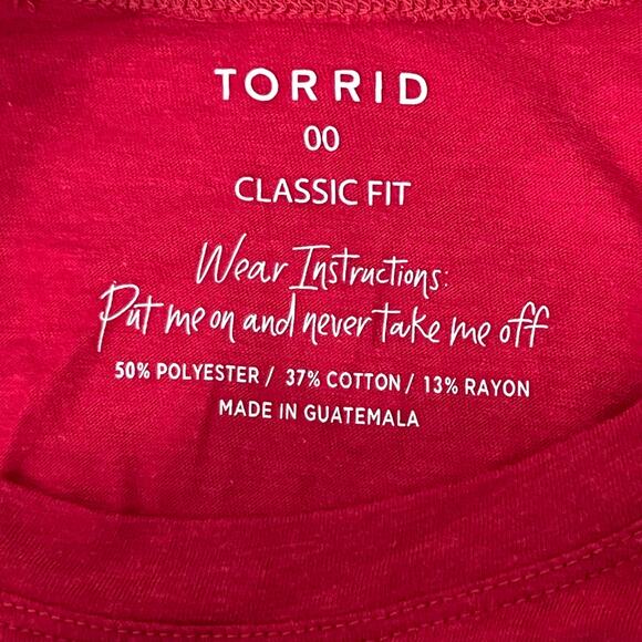 Torrid Red Ho Ho Ho Classic Fit Holiday Raglan Tee Shirt 00 - Picture 3 of 7